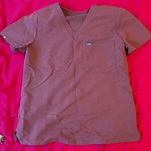 Pink V-Neck Scrub Top